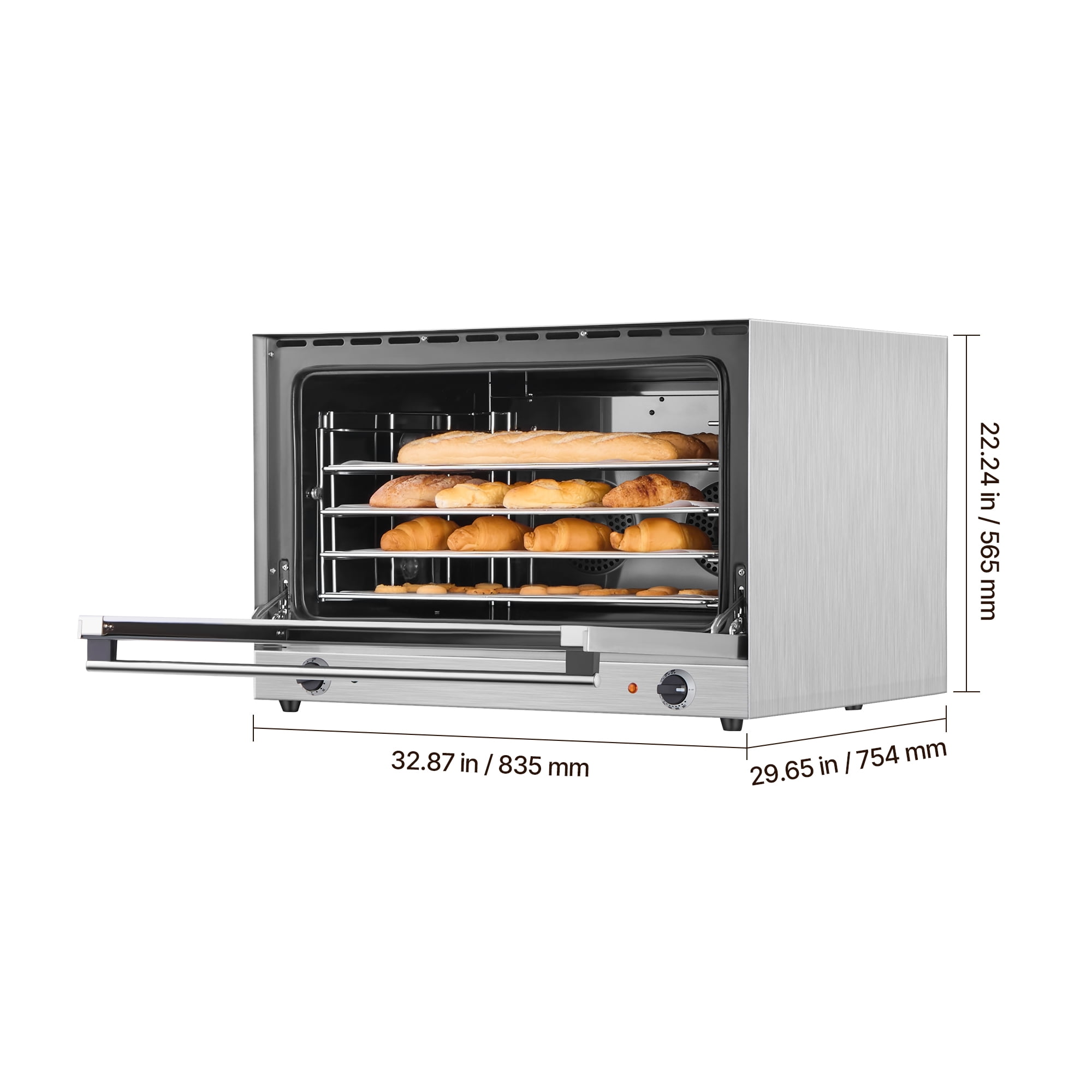 VEVOR Commercial Convection Oven, 4.24 Cu.ft Conventional Countertop Oven for Full-Size Pans, Electric Convection Ovens with 4 Racks, 360° Hot Air Circulation, for Bakery, Restaurant & Pizza Shop