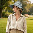 thumbnail image 2 of Women 2‑in‑1 Detachable Zipper Sun Hat UV Protection Wide Brim Bow Tie‑Back Lightweight Packable Summer Outdoor Travel Beach Sun‑Shade Head‑Accessory, 2 of 4