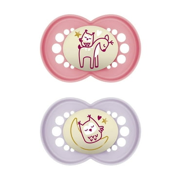 MAM Night Pacifier, 6-16 Months, Girl, 2 pack