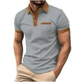 thumbnail image 1 of Camisas de Manga Corta Casual de Color Sólido Cuello Girado Abajo, Blusa de Poliéster Transpirable para el Hogar, Diario Y Cuatro Estaciones, 1 of 5