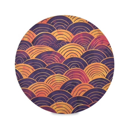 

Round Plate Mat 15.4x15.4 Inchesx4 Placemat Table Mat Kitchen Mat Coffee Mat Fabric Thick Strong Wear-Resistant Heat Resistance Line Sunset