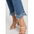 thumbnail image 5 of Angry Rabbit Women's Juniors Mid Rise Denim Frayed Pearl Jeans (25, Denim Pearls), 5 of 6