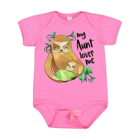 

Inktastic My Aunt Loves Me Cute Sloth and Baby Boys or Girls Baby Bodysuit