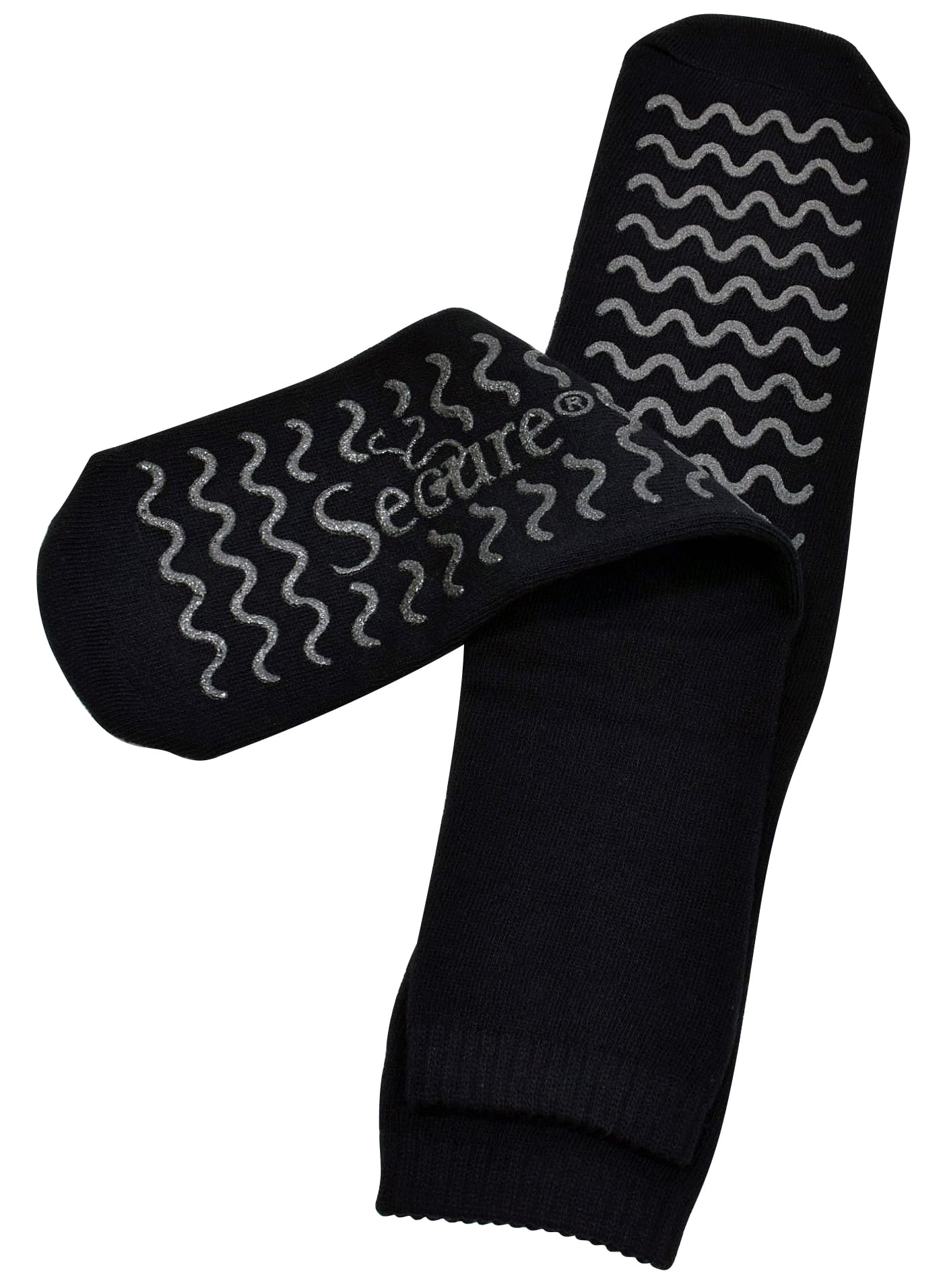 Secure? NonSkid / Slip Slipper Socks for Fall Prevention 100 Cotton Black