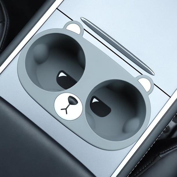 Portavasos De Control Central Soporte para taza de agua de coche, soporte de bebidas de silicona para Tesla Model 3/Y (gris)