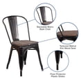 thumbnail image 4 of Flash Furniture 4 Pack Black-Antique Gold Metal Stackable Chair with Wood Seat, 4 of 9