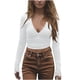 thumbnail image 3 of Blusa de trabajo,Blusa informal de poliéster con cuello en V y manga corta para mujer, ideal para usar en cualquier temporada, sopatenor, 3 of 9