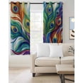 thumbnail image 2 of Colorful Peacock Feathers Blackout Curtains for Bedroom/Living Room, Thermal Insulated Kitchen Curtains, Oil Painting Abstract Art Grommet Darkening Window Treatment Drapes 52"x72"x2, 2 of 8