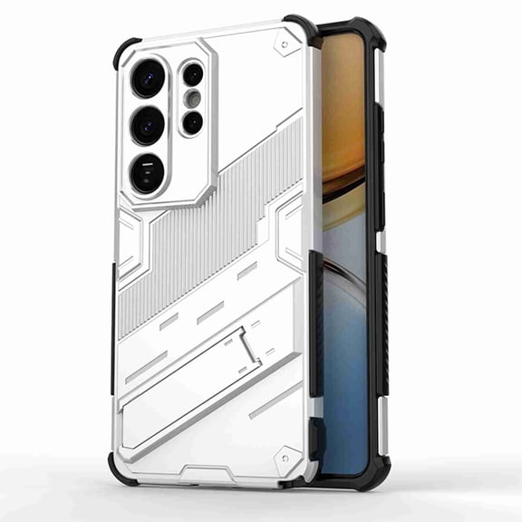 Dteck for Samsung Galaxy S26 Ultra with Invisible Kickstand, Shockproof Heavy Duty TPU PC Hard Slim Back Protective Cover for Men Women, Silver