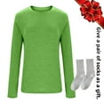 thumbnail image 4 of Fnooota Women's Long Sleeve Tops, Cotton Casual Pullover Crew Neck Undershirts for Women Green Size L, 4 of 6