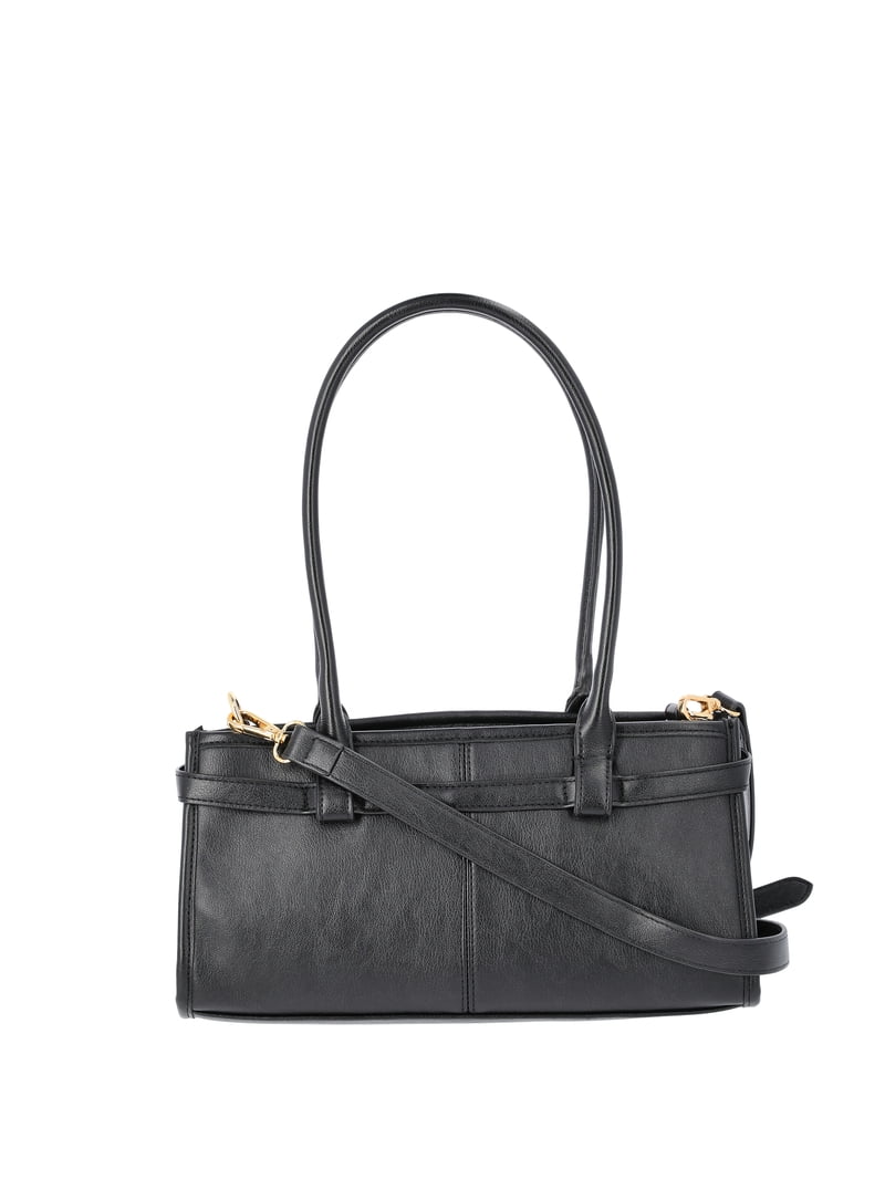 Time & Tru Women's Faux Leather Gwyn Shoulder Bag, Black - Walmart.com