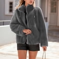 thumbnail image 4 of Women's Double-Faced Fleece Jacket, Stand Collar Zip Up Coat, Thickened Plush Lined Outerwear for Women, Soft Winter Jacket with Full Zipper, Warm Casual Long Sleeve Top Dark Gray L, 4 of 6