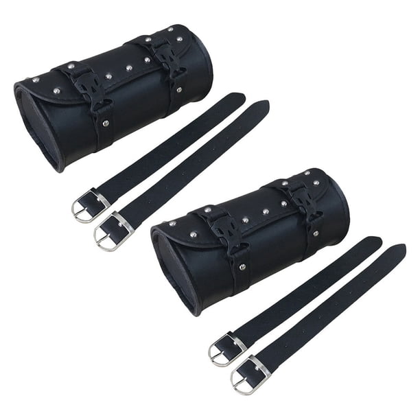 2 alforjas impermeables para motocicleta, con correa de montaje y bolsa de almacenamiento redonda (negra)