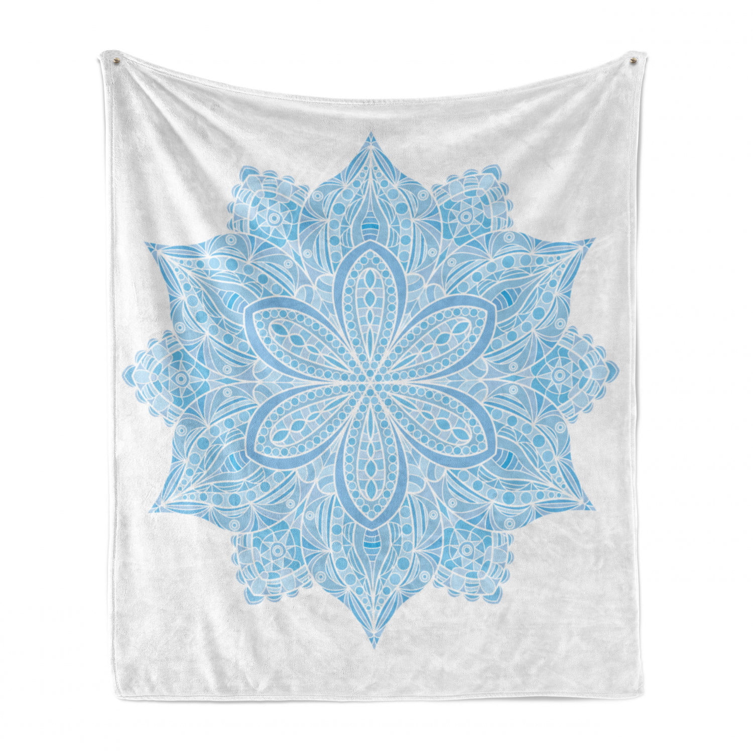 60 x 80 Detailed Floral Single Ornamental Motif Eastern Design Theme Pale Blue and White Ambesonne Blue Mandala Soft Flannel Fleece Throw Blanket Cozy Plush for Indoor and Outdoor Use 