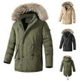 thumbnail image 5 of guisaled Flash Deals Men Winter Jackets Cotton Military Jacket Fleece Lined Thick Warm Work Coats Warm Waterproof Windbreaker Jackets wiht Faux Fur Hood, 5 of 6