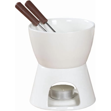 Pure White Porcelain Chocolate Fondue Set, 10 Oz