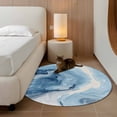 thumbnail image 2 of Small Round Rug 3Ft Washable Non-Slip, Blue Marble Circle Area Rugs for Living Room Bedroom, Summer Ocean Wave Blue Ombre Indoor Floor Mats Carpet Runner for Home Decor, 2 of 8
