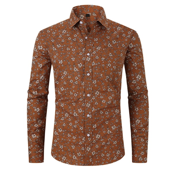 Blusa y camisa de manga larga con cuello vuelto para hombre, blusa informal a la moda con estampado a cuadros, blusa de manga larga con botones y cuello vuelto para hombre