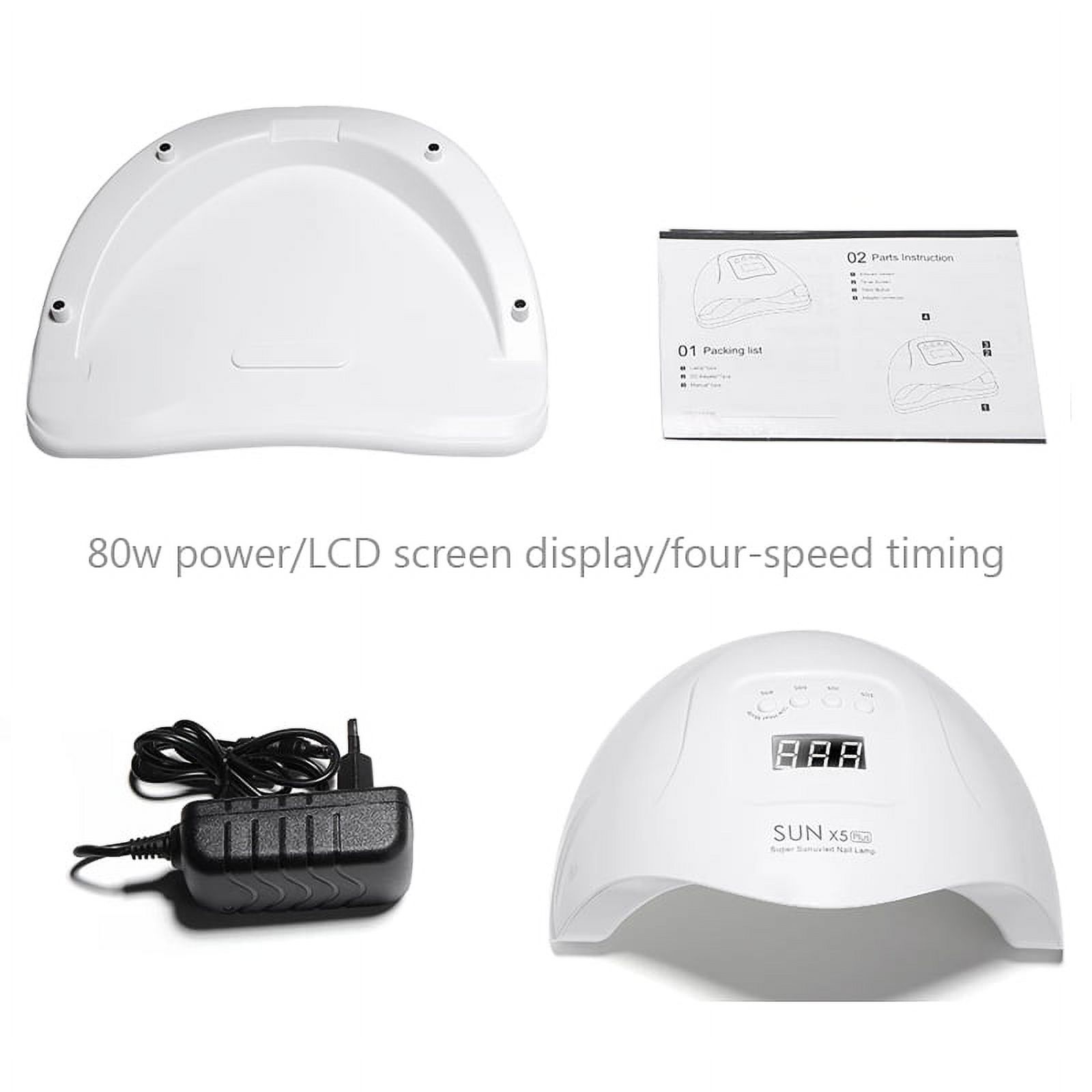 UV LED Nail Lamp,Nail Dryer LED UV Nail Light for Gels Polishes with Sensor 4 Timer FZFLZDH 80W SUN5 （White）