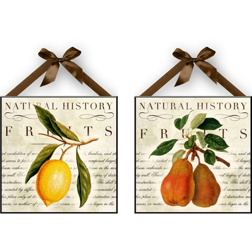 "Natural Lemon & Pear" Wall Plaques, Set of 2