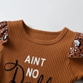 thumbnail image 2 of Newborn Baby Girl Long Sleeve Letter Ruffle Romper and Headband Jumpsuits Outfit Set Brown 0-3 Months, 2 of 6