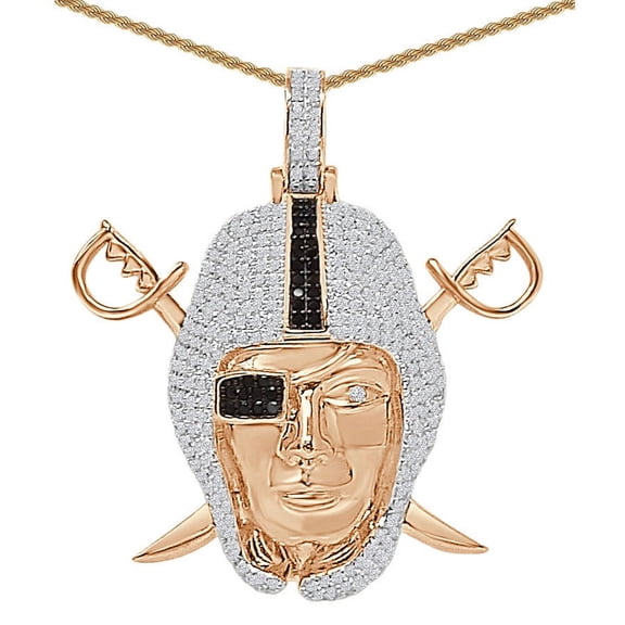 Real Genuine Sterling Silver 26  Grams 4.50 Cwt. Simulated Diamond 14K Rose Gold Finish Oakland Sports Custom Pendant Charm   Free Chain