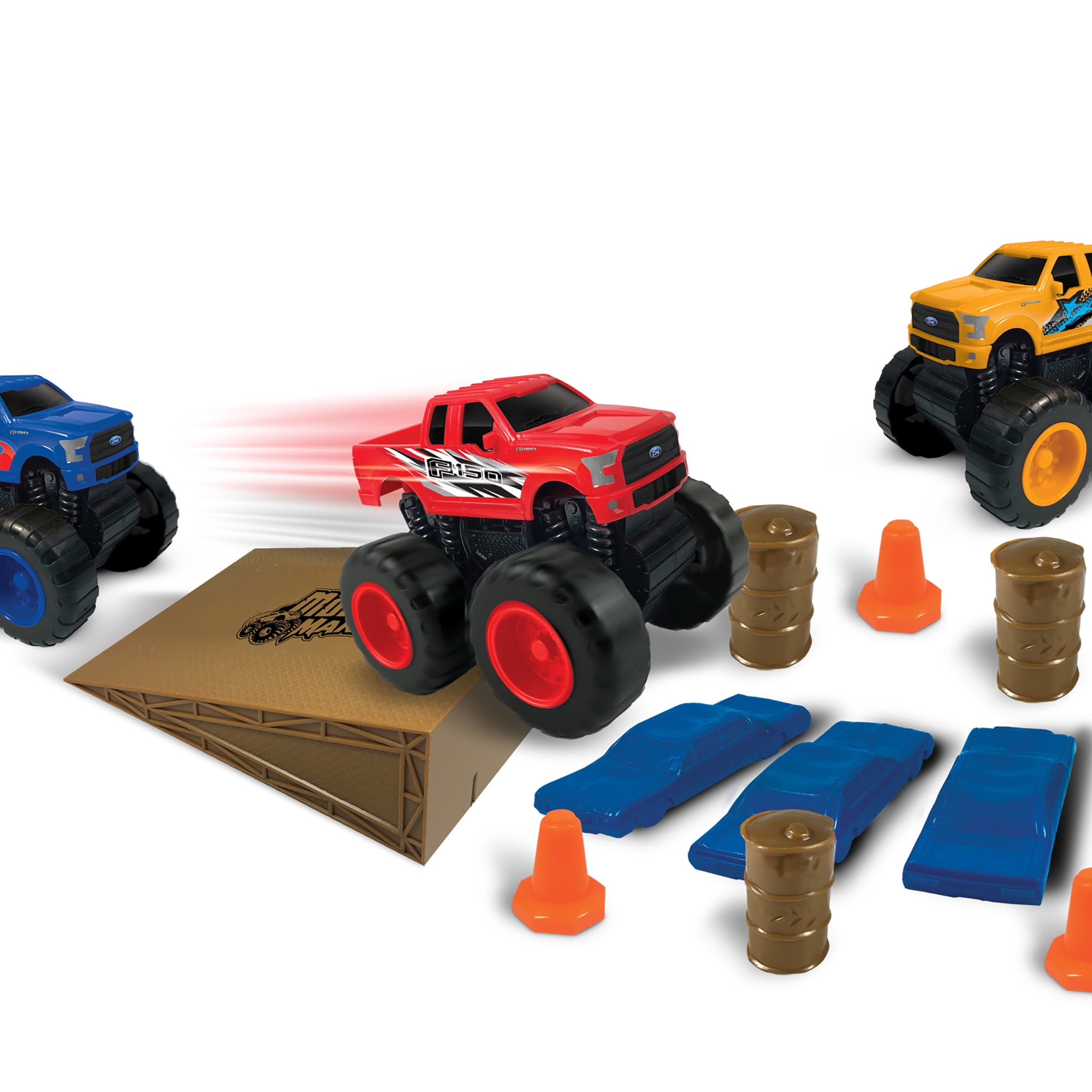 Monster Maniacs Ford Switch 'Ems 24 Piece Vehicle Gift Set, Friction Powered Vehicle Set with 4 Truck Chasis, 6 Truck Bodies Plus Accessories, Children Ages 3 Years and Up