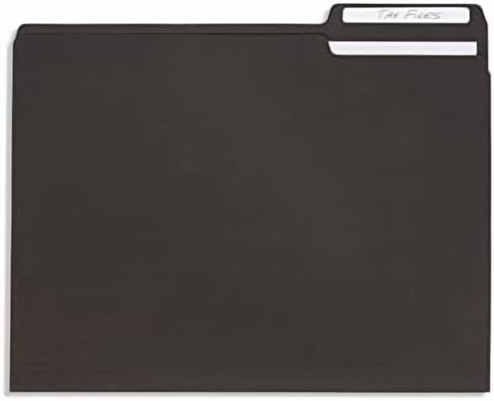 100  Black File Folders - Letter Size File Folders with 1/3 Cut Tabs, Durable 11pt Black Paper, Holds Letter Size Documents, Black Folder 100 Pack