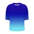 thumbnail image 4 of Lmnyox Crew Neck T Shirt for Women Half Sleeve Gradient Print Tee Shirt Casual Loose Summer Tops with Pocket, 4 of 7