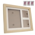 thumbnail image 4 of Kit de recuerdo de huellas de mascotas, marco de fotos de madera de primera calidad con molde de arcilla para huellas, plantilla adicional gratuita, marco de madera cruda de barro rosa, 4 of 5