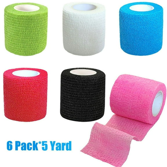 12 Rolls Self Adhesive Stretch Bandage Wrap 2 Inch x 6 Yards, Adherent Cohesive Vet Tape for First Aid, Wrist and Ankle Swelling, Animals, Pets, Sports (6 Colors)