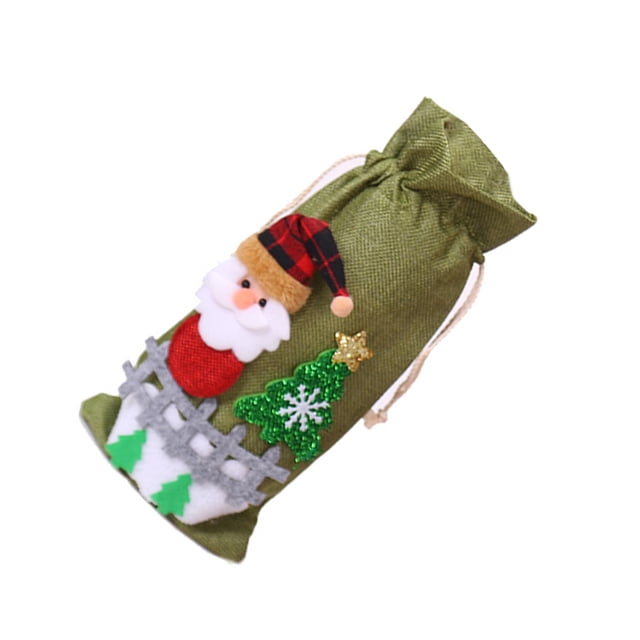 Billuyoard Lentejuelas Cubierta de botella de vino Cordón Tridimensional Papá Noel de comedor Navidad Beber Ropa Bolsa Fiesta Accesorios Kits de decoración para fiestas Verde Billuyoard HA068794-01