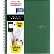 Five Star 1 Subject College Ruled Notebook Plus Study App, 8.5" x 11", Forest Green, Poly, Spiral, 100 Sheets
