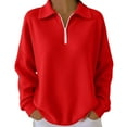 thumbnail image 2 of jobturf Quarter Zip Pullover Women Spring Fashion Collared Waffle Knit Tops Casual Loose Long Sleeve Shirts Athletic Workout Sweatshirts, 2 of 7