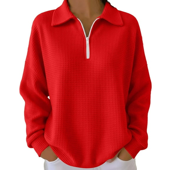 DAFPZW Womens Plus Size Shirts 1/4 Zip Long Sleeve Pullover Tops V-Neck Knit Dressy Casual Sweatshirts