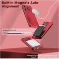 thumbnail image 4 of HAHDAXIA Étui iPhone 15 Pro Compatible avec MagSafe, avec Protection de Caméra, Fenêtre et Béquille, Étui Magnétique avec Protecteur d'Écran pour iPhone 15 Pro (Rouge), 4 of 7