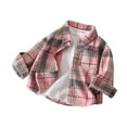thumbnail image 4 of NAISIBABY Boys Flannel Button-Up Shirt, Classic Plaid Lapel Long Sleeve Fashion Jackets with Pocket Pink 3T, 4 of 9
