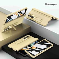 Dteck for Galaxy Z Fold 4 5G Case, Full Cover Hinge Protection Shockproof Protective Phone Case with Built-in Screen Protector & Magnetic Foldable Kickstand for Samsung Z Fold 4,Gold