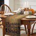thumbnail image 3 of Please Remove Your Shoes Cotton Linen Table Runner, Washable Table Runners for Kitchen, Dining Room, Holiday, Home Party Table Decor, 13x48 Inches, 3 of 9