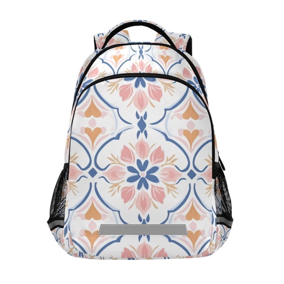 FORMRS Unisex Backpack Elementary School Travel Bookbag with Reflective Stripes, Pink Mosaic Pattern