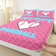 thumbnail image 3 of jejeloiu Baseball Print Loves Bed Sheets,Cartoon Ice Cream King Sheets For Girls Kids 4 Pieces, 3 of 7