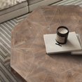 thumbnail image 4 of Octagonal Coffee Table with Patchwork Top and Metal Legs - Antique Brown Farmhouse Style, 4 of 10