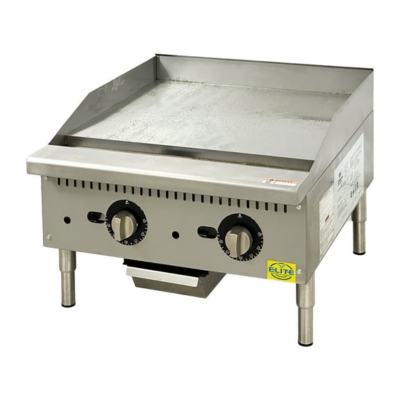 24 in. Commercial Gas Countertop Griddle 60,000 BTU Thermostat Griddle Flat Top
