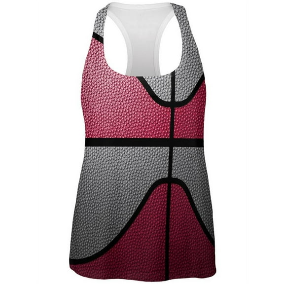 Championship Basketball Red and Silver All Over Womens Work Out Tank Top Multi MD