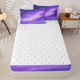 thumbnail image 4 of jejeloiu Purple Galaxy Star Zipper Full Size Comforter Sets with Fitted Sheet and 2 Pillowcases Kids,Magical Night Sky Pattern Zipper Bedding Set For Girls,Reversible,4 Pieces, 4 of 7