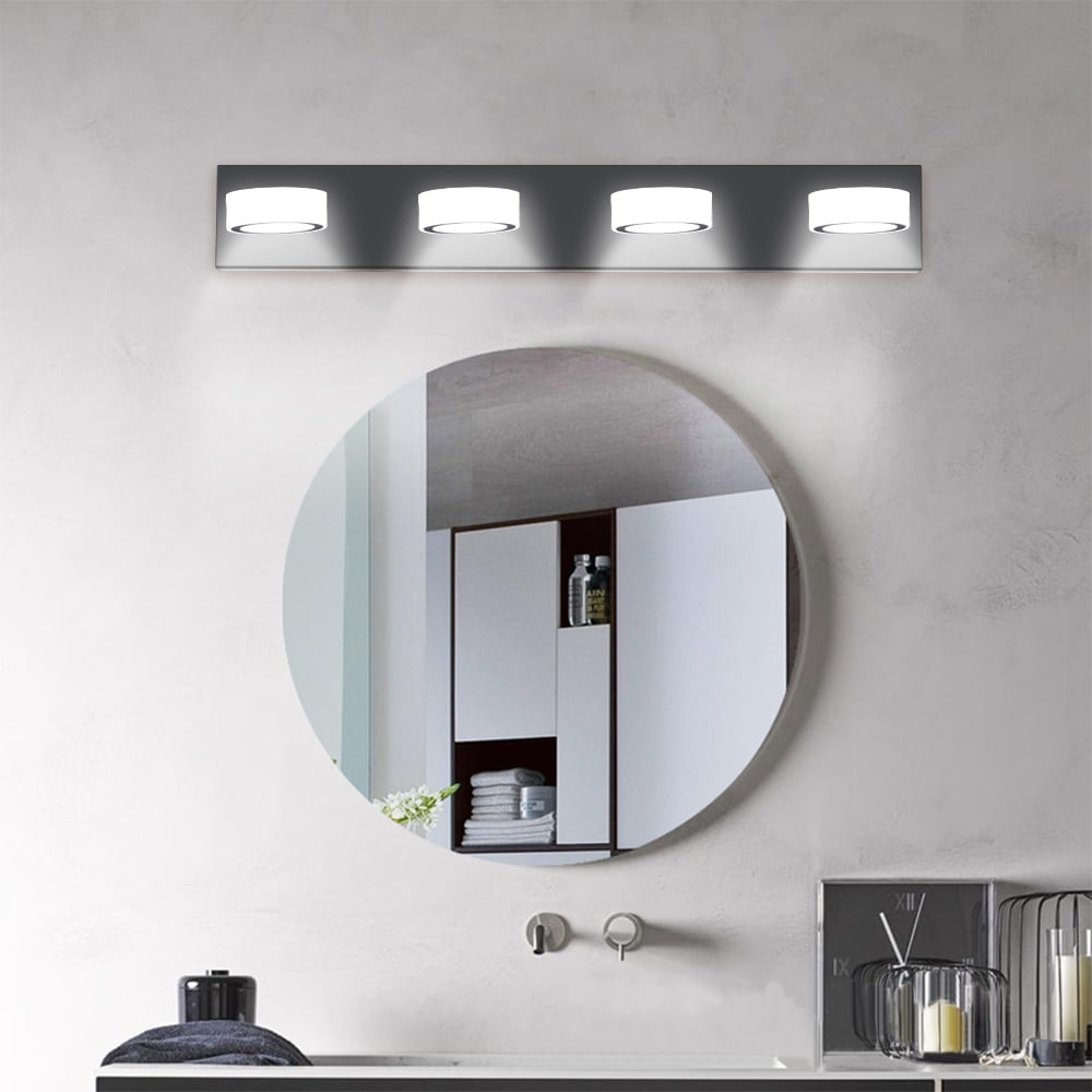 4-light 29 Inch bathroom vanity light acrylic Rotating Oval Acrylic Bar Matt Black LED Bath Lights Over Mirror for Shower, and Bathroom Decor&nbsp;（white cool 6000K）