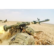 24x36 gallery poster, FGM-148 Javelin rocket fired by U.S. soldier