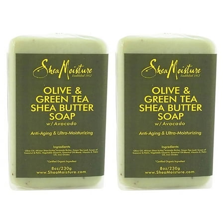 Shea Moisture Olive & Green Tea Shea Butter Soap-Anti Aging & Ultra Moisturizing - Pack of 2 8 oz 8 oz