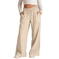 thumbnail image 2 of Edvintorg Girls Pants Size 10-12 Cotton and Linen Elastic Waisted Casual Loose Lightweight Wide Leg Trouser with Pockets, 2 of 9