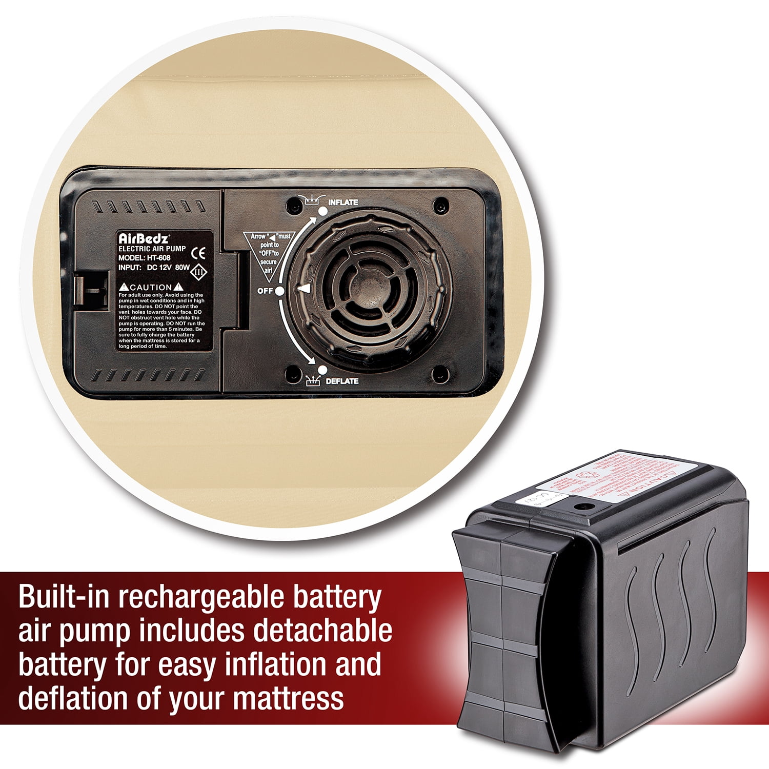 Pittman Outdoors AirBedz XUV JEEP, SUV & Crossover Vehicle Rear Seats Down Air Mattress, Built-In Rechargeable Battery Air Pump